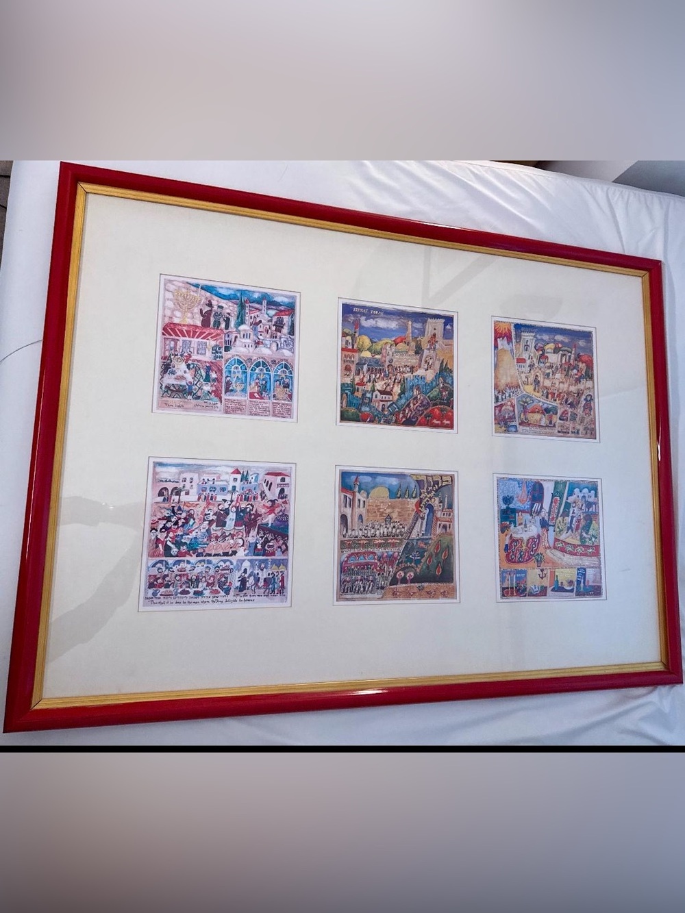 Framed Multi-Panel Home Art Print in Red and Gold Michal Meron